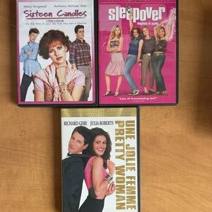 Three Classic Movie DVDs - Sixteen Candles Sleepover Pretty Woman